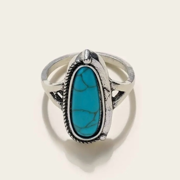Light Blue Boho Turquoise Stone Ring, NWT - Picture 2 of 5